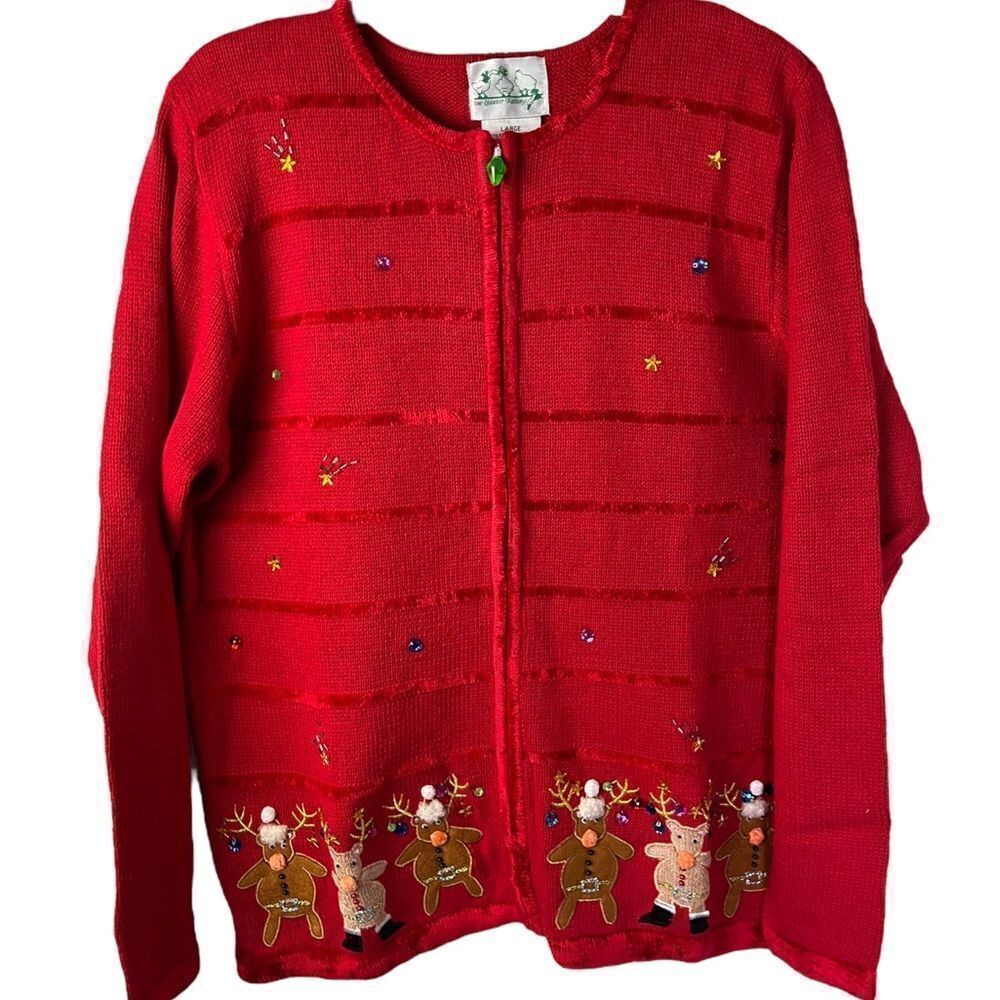 Sparkling Storybook Knits NWT Limited Edition Holiday L/S Cardigan Size Large